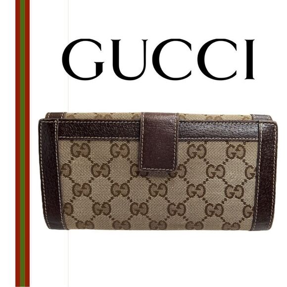 Gucci Authentic Beige/Brown GG Canvas and Leather Continental Wallet - Picture 2 of 4